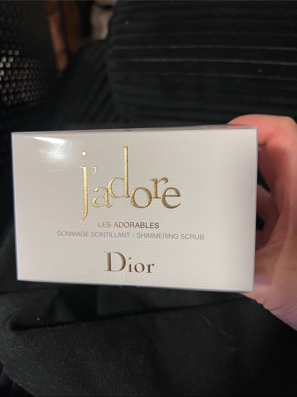 Dior White and Gold J'adore Les Adorables Shimmering Scrub Box